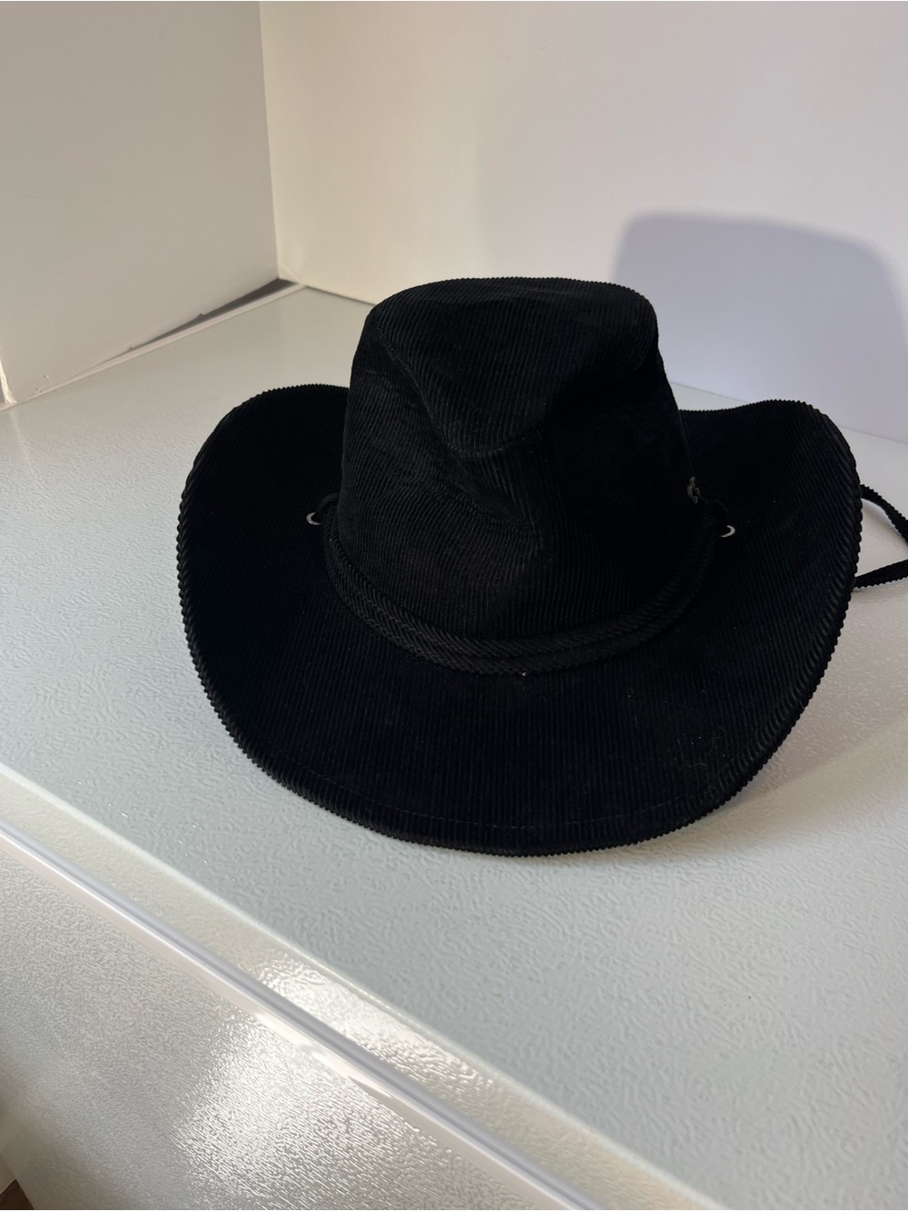 Men's Black Corduroy Cowboy Hat - Classic Western Style